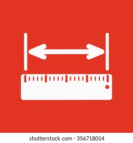 The width measurement icon. Ruler and straightedge, scale symbol. Flat Vector illustration