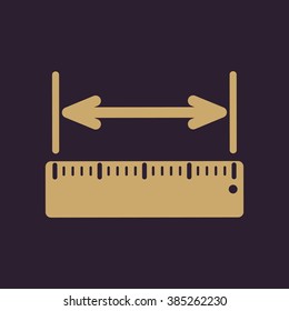 The width measurement icon. Ruler and straightedge, scale symbol. Flat Vector illustration