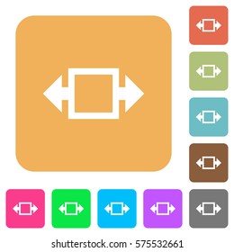 Width tool flat icons on rounded square vivid color backgrounds.