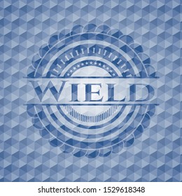 Wield blue emblem with geometric background. Vector Illustration. Detailed.