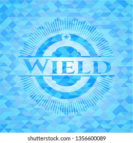 Wield light blue emblem with triangle mosaic background