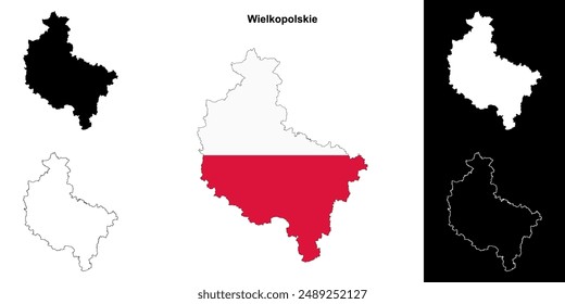 Wielkopolskie province outline map set