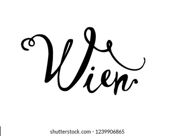 Wien. Hand written vector word black on white background
