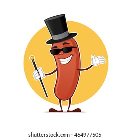 Wiener gentleman or pimp cartoon mascot vector illustration