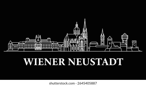 Wiener Neustadt Austria Skyline Outline (em inglês).