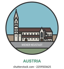 Wiener Neustadt. Ciudades y pueblos de Austria. Punto de referencia plano