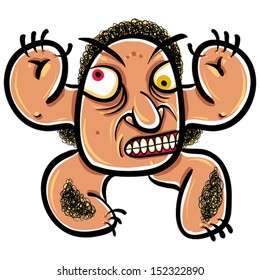 Wierd Cartoon-Monster, absolut verrücktes numskull-Porträt, nun, so fühle ich mich, wenn Sie es herunterladen, Vektorgrafik.