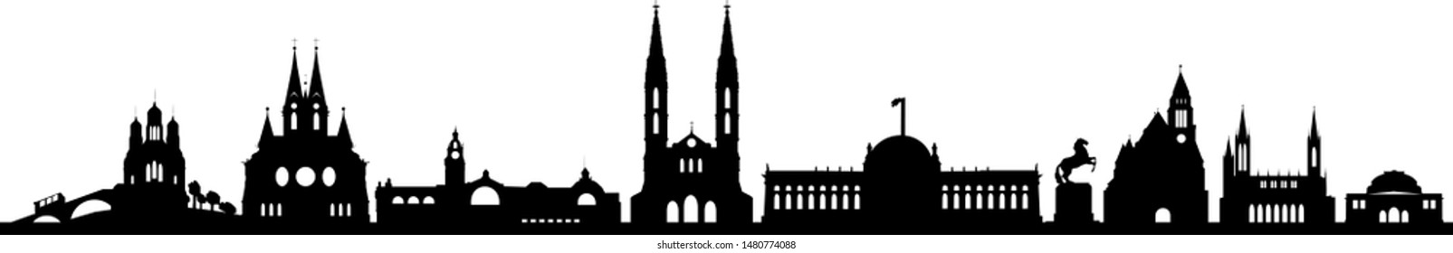 Wiesbaden City Skyline Vector Silhouette