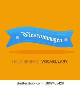 Wiesnmmagen blue octoberfest vocabulary orange background - Vector