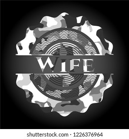 Wife grey camo emblem