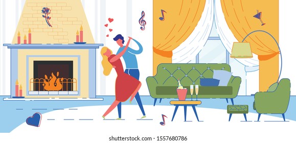 Wife and Husband or Young Couple Dating at Home.