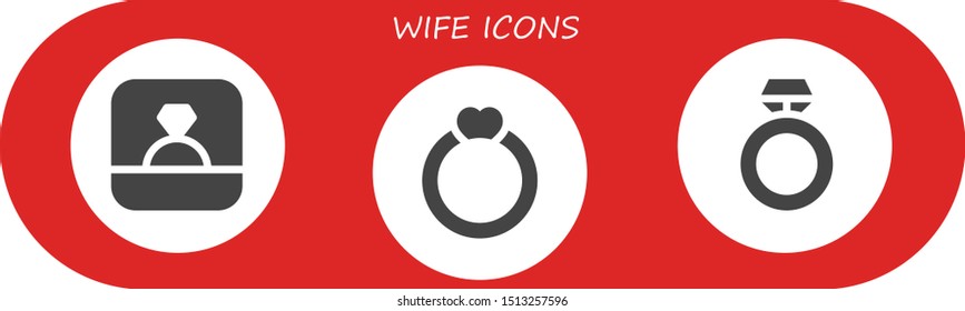 wife icon set. 3 filled wife icons.  Collection Of - Ring icons