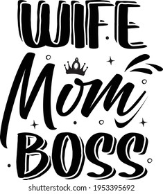 Ehefrauen Mama Boss Typografie T-Shirt Design