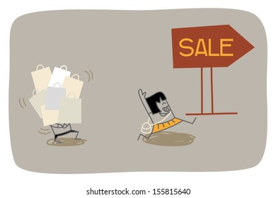 wife shopping in the sales