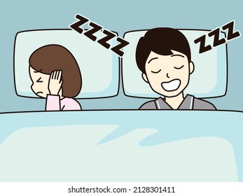 Wife who can't sleep because of her husband's snoring.