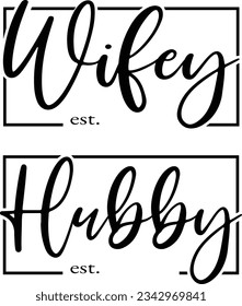 Wifey Hubby wedding monograms. Marriage wifey hubby rectangle stamps for invitations, save the dates.