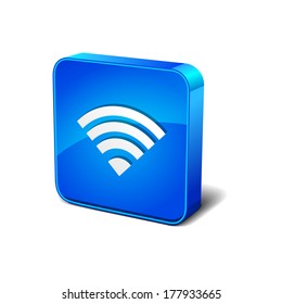 Wifi 3d Rounded Corner Blue Vector Icon Button