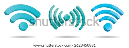 WIFI 3D technology icons set.