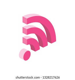 Wifi 3d Vector Icon Isometric Pink And Blue Color Minimalism Illustrate