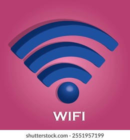 Wifi 3d vector icon isometric blue illustration , Isolated on gradient pink background ,all layers are single for any coustomization ,Eps 10 vector 3D illustration .
