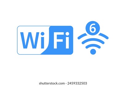 WiFi 6 icon. Wifi6 technology new generation telecommunications network. Wi-fi Wireless Network icon. Vector illustration