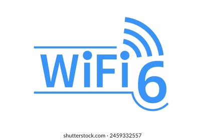 WiFi 6-Symbol. WiFi6-Technologie neue Generation von Telekommunikationsnetzen. Symbol für Wi-Fi Wireless-Netzwerk. Vektorillustration