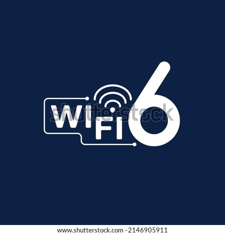 Wifi 6 logo design vector icons. WI-FI 6, The next new generation of high speed wireless network communication. Fastest telecommunications internet connection.