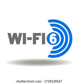 WI-FI 6 Modern Generation Communication Wireless Technology Logo. WIFI 6 Signal Connection Internet Multiple Access Icon Vector.