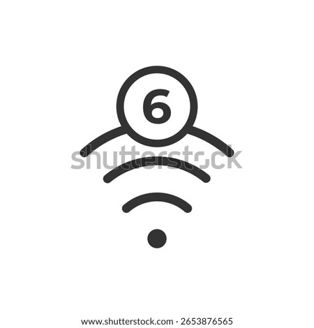 Wifi 6 outline vector icon isolated on white background