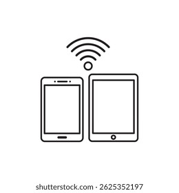 Wi-Fi acima do telefone e do tablet