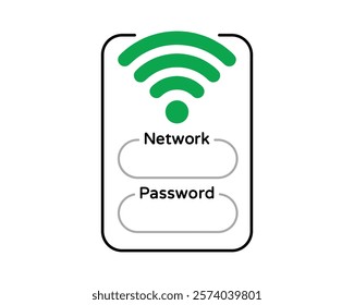 WiFi Access Network Password Sign, High-Quality Vector Image for Indicating Network Name and Password, Clear and Recognizable Symbol