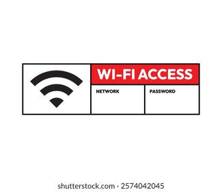 Wi-Fi Access Network Password Sign, High-Quality Vector Image for Providing Network Information, Unique and Recognizable Design