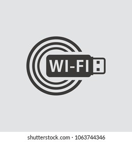 wi-fi adapter icon isolated of flat style. Vector illustration.