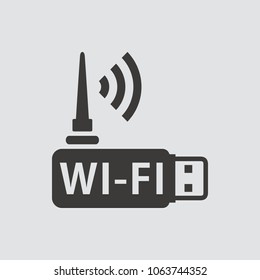 wi-fi adapter icon isolated of flat style. Vector illustration.