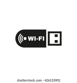 The wifi adapter icon. Transfer and connection, data symbol. UI. Web. Logo. Sign. Flat design. App. Stock vector