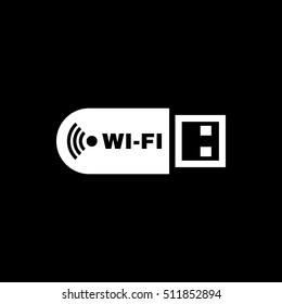 The wifi adapter icon. Transfer and connection, data, wifi symbol. UI. Web. Logo. Sign. Flat design. App. Stock vector