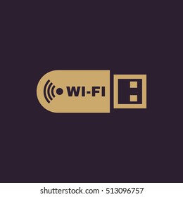 The wifi adapter icon. Transfer and connection, data, wifi symbol. UI. Web. Logo. Sign. Flat design. App. Stock vector