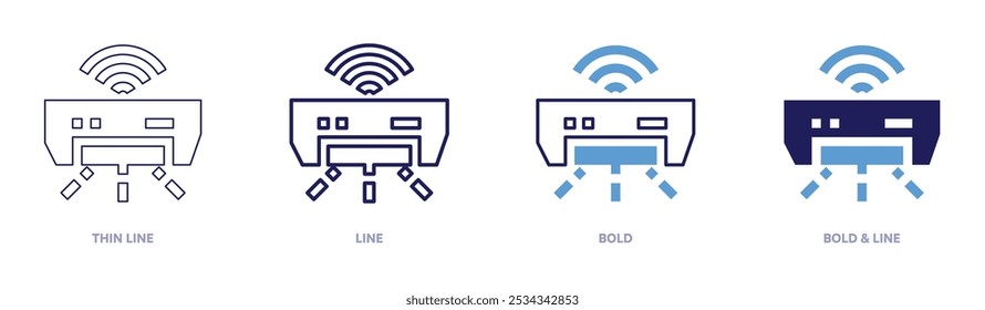 Wifi air conditioner icon in 4 different styles. Thin Line, Line, Bold, and Bold Line. Duotone style. Editable stroke.