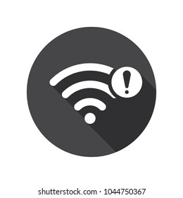 Wifi alert icon. Wifi icon with exclamation mark. Wifi icon and alert, error, alarm, danger concept. Alert, danger, free, wireless, alarm, attention, black, caution, communication, concept, connect