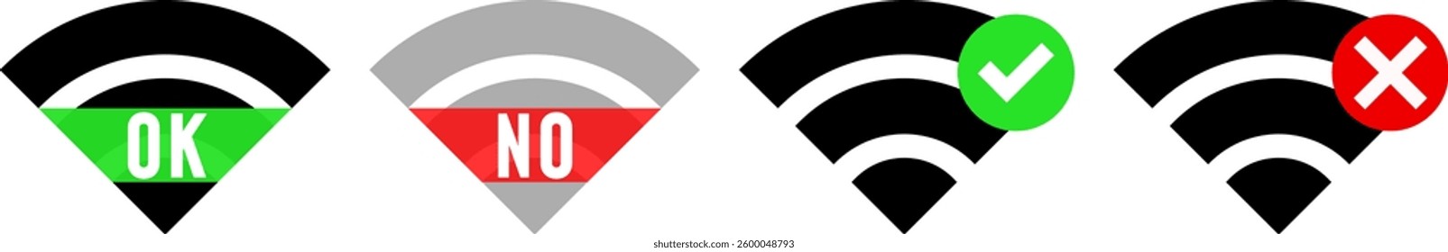 WiFi antenna pictogram vector icon set 4 type 1.Interface or UI, wifi spot logo signal status
