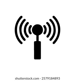 Wifi antenna or signal transmission silhouette icon vector illustration design on white background.