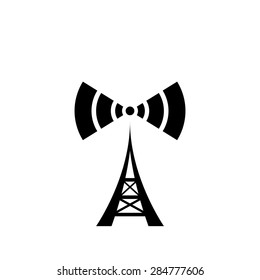 Wi-Fi antenna silhouette. Access point. Radio signal. Isolated on white background. Vector illustration.
