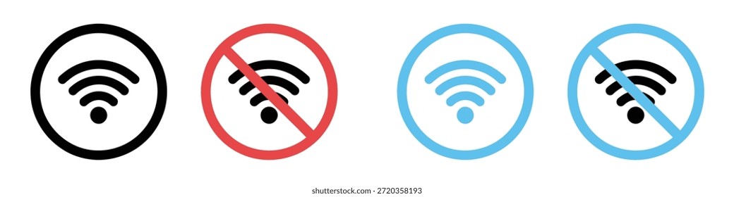 Área Wifi Y Sin Vector De Iconos De Wifi. Wifi disponible y símbolo no disponible. Ilustración vectorial.