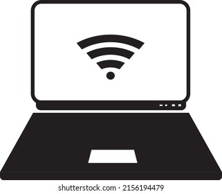 Wifi is available on laptop or device icon vector, free device Wifi available concept