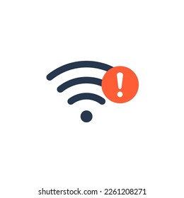 Wifi bad connection problem icon. Lost network wifi error internet vector warning concept. Wifi signal wave phone symbol