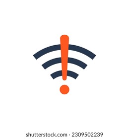 Wifi bad connection problem icon. Lost network wifi error internet vector warning concept. Wifi signal wave phone symbol