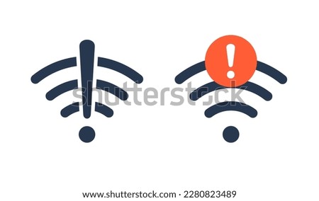 Wifi bad connection problem icon. Lost network wifi error internet vector warning concept. Wifi signal wave phone symbol