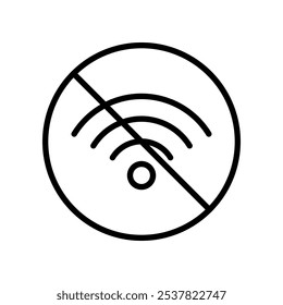 wifi ban icon no wifi signal symbol, line vector isolated on white background. trendy and modern design