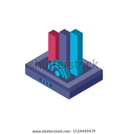 wifi and bars icon design, Digital technology communication social media internet web and wireless theme Vector illustration