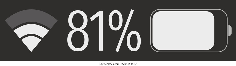 Ícone do indicador de WiFi e bateria com tela de 81%